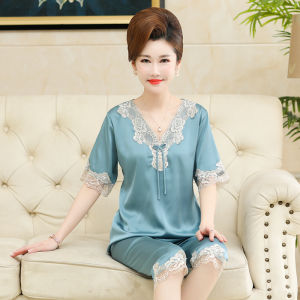 miiow | Cat Lady Summer Sleepwear Womens Loose Short Sleeve Shorts Skin-friendly Breathable Large Size Ladies Home Clothes