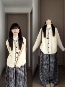 Loose Fufu Knitted White Open Cardigan Womens Soft Cozy Style Autumn Gentle Wind Super Cute Sweater Jacket Korean Style
