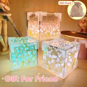 Beautiful Flower Gift For FriendDIY Craft Set With Gift PouchDesk Top Interesting Small Lights Gift For Girl Friends