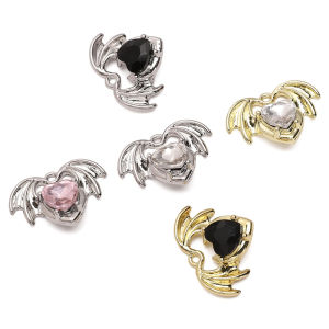 1Pcs 23x17mm Alloy Charms Glass Heart Wing Pendants for Jewelry Making Necklaces Bracelet DIY Handmade Accessories