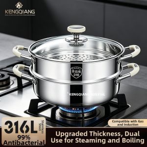RONGCHUAN | Heavy Duty Large Capacity Multi-Heating Source Stainless Steel Steamer Pot
