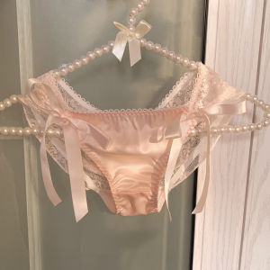 พัฟ Meow Meow กางเกงเอวกลางสําหรับผู้หญิงเซ็กซี่ลูกไม้ผ้าฝ้ายน่ารักผีเสื้อชุดชั้นในผ้าไนลอนสี