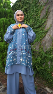 ENTER Madhuri OneSet Jumbo LD 145 4XL XXXXL Tunik Brokat Tori Gold Setelan Lebaran Terbaru Brukat Tunik Atasan Remaja Kondangan Muslim Wanita Baju Kulot Dewasa Rayon Dress Celana Motif