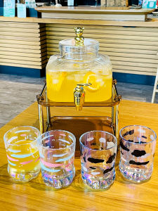 Nordic Style Ins Wind Heat Resistant Glass Health Preservation Bucket Large Capacity Square Cocktail Set with Tap Cold Water Pot