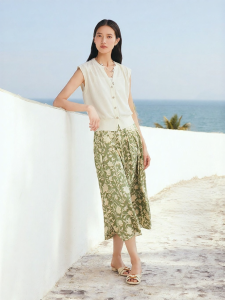 Summer Elegant Printed Elastic Silk A-Line Skirt