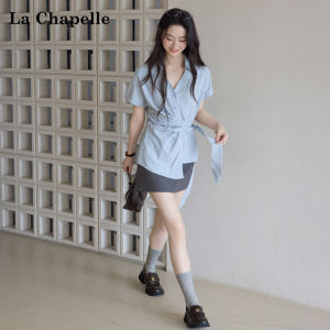 La Chapelle | Irregular Bow Waist Design Short Sleeve Shirt