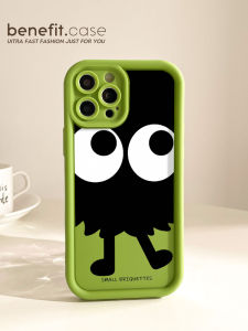 Benefit Fun Cartoon Big Eyes Coal Ball Phone Case Full Cover Silicone Protective Shell for Apple 15 13 iPhone 14 pro Max 12 11 XS Max XR 8 plus Anti-Fall 7P