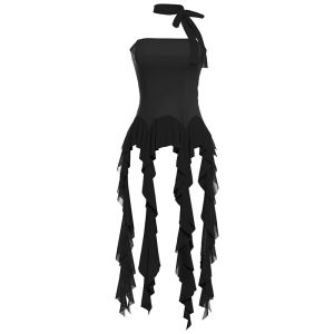 Áo Vest Không Dây Tua Rua Màu Trơn Ôm Vừa Vặn Cho Nữ Quần Áo Thường Ngày Đường Phố Túi Đeo Vai Một Bên Vai Chất Liệu Khác