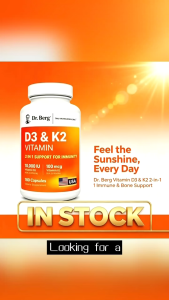 Dr. Berg Vitamin D3 10000 IU + K2 MK-7 100 mcg | 2-in-1 Immune & Bone Support 180 Capsules