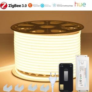 ZIGBEE 3.0 220V COB LED Strip Light RA90 Super Bright 288LEDs/m Flexible Outdoor Lamp Waterproof LED Tape Tuya APP for Alexa