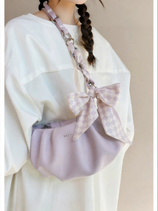 TOUTOU | Gift Wrinkled Cloud Tote Bag with Scarf Chain for Commute Crossbody Shoulder Women