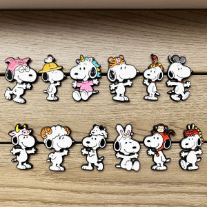 Bandai | 12pcs Chinese Zodiac Series Cute Puppy Dog Enamel Pins Lapel Brooches Decorative Badges for Backpack Collectible Gift for Fans