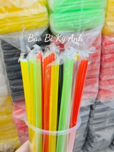 Gói 500g ống hút bọc màng ống hút trân châu ống hút trà sữa ống hút phi 12 có màng bọc