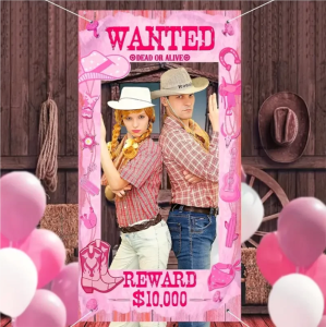 Pink Wild Western Cowgirl Theme Photo Booth Frame Props Birthday Party Decoration Party Background Girl Gift Supplies 