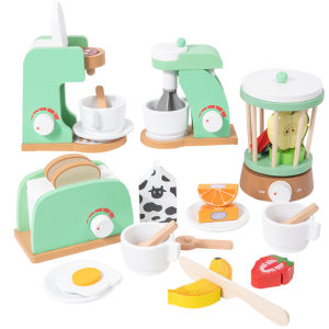 Childrens playhouse wooden toys simulation juicer coffee machine blender bread machine creative building blocks
