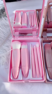 Portable 5Pcs Makeup Brushes Set with MirrorFoundation Brush Beauty Make Up Tools Travel