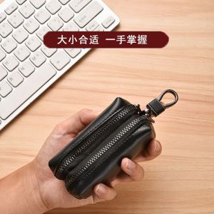 Túi Đựng Chìa Khóa Bằng Da Nhiều Chức Năng Có Khóa Kéo Dung Tích Lớn Túi Đựng Chìa Khóa Ô Tô Đeo Eo Bằng Da PU Màu Trơn