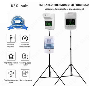 Remax K3X with Digital Counter Noncontact Thermometer with Alcohol Dispenser 700ml Fever Alarm and 2.1M stand