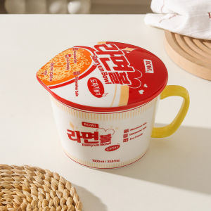 High-capacity Ceramic Bowl for Instant Noodles with Lid