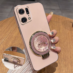 เคสโทรศัพท์ซิลิโคนป้องกันการตกหล่นสำหรับ Oppo Find X5 pro รุ่น MediaTek สำหรับผู้หญิง พร้อมขาตั้ง ดีไซน์ใหม่ ดีไซน์น้ำท่วม