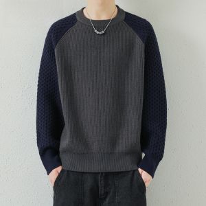 HENGYUANXIANG | Hengyuanxiang Mens Round Neck Knitwear Thickened Loose Base Layer Casual Top For Autumn Winter Fashionable City Style