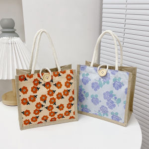 Fashionable Japanese Style Lunch Bag Jute Handbag