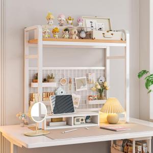 Desktop Organizer Rack Iron Art Computer Desk Student Study Table Hole Board Storage Shelf Learning Desk Decorations