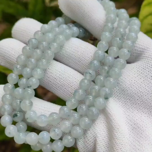108 beads 6.5mm crafted on High Quality Green Patches Natural Type A Jadeite Jade as Necklace or Bracelet certificate weighs 50.86 grams (bracelet32)
