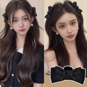 Face-slimming Bow Barrette Small Black