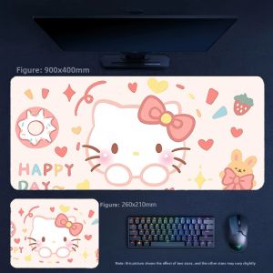 Sanrio | High-value Precision Edge Locking Desktop Hello Kitty Series Leather Mouse Pad Cute Premium Printed Large Size Non-slip Tablemat