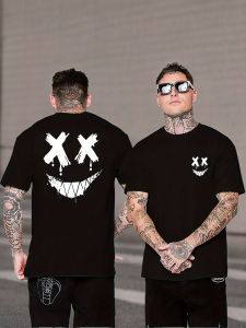 2025 Summer New Mens T-shirt Casual and fashionable with smiley face printed outdoor street mens T-shirt