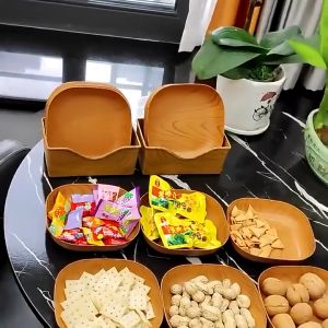 Plastic Wooden Design Square Dessert Fruits Plate