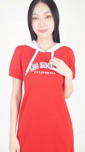 Forest Ladies Cotton Terry Short Sleeve Women Hoodie Dress - 885052