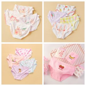 4pcs/Lot Girls Cotton Briefs Cute Print Soft Breathable Kids Underwear Healthy Boxer Pants Size 3-12T