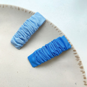 Klein Blue Hair Clip Adorable Pleated Bangs Fabric Edge Girls Sweet Versatile Hair Accessories Korean Style Hair Grips