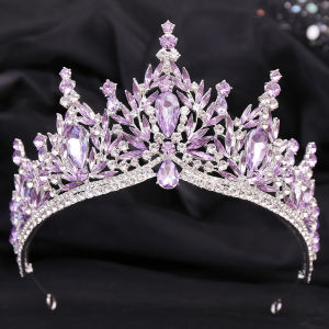 12 Colors Baroque Luxury Big Water Drop Crystal Tiara For Women Wedding Girls Birthday Party Elegant Crown Hair Accessories