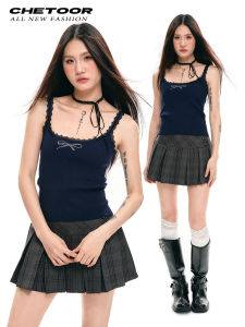 Blue Strap Vest Women Summer 2025 New American Style Sweet Cool Short Top Inner Wear Outerwear Spicy Girl Small Shirt