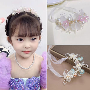 Princess Headbands for Girls Cute Floral Pearl Hair Hoop for Kids Hairstyle Tool Accessories Party Supplies