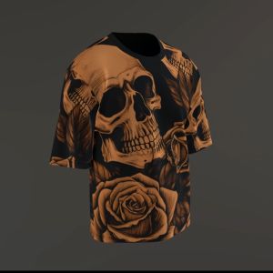 Kaos Pria Lengan Pendek Motif Samurai Floral Grafis 3D Hitam Terbaru 2025