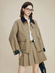 FAMANXUAN | French Vintage Khaki Utility Short Coat