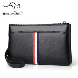 2024 Kangaroo New Trendy Contrast Color Men's Business Clutch Fashion Small Briefcase Clutch Clutch Change and Mobile Phone Bag Envelope Package Men's Bag