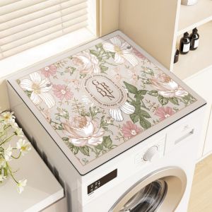 VIKAMA American Floral Pattern Silicone Anti-Algae Washing Machine Cover Mat Absorbent Non-Slip Refrigerator Top Pad door