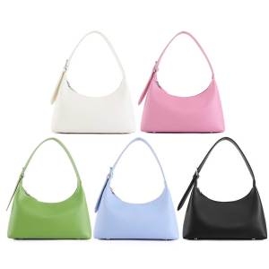 Fashionable Women Shoulder Bag with Zipper Closure and Multiple Compartments in Black and Tan Colors