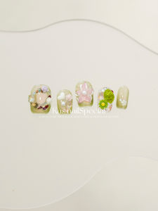 Handmade Japanese Style Short Nail Flowers Summer Dopaamine Gentle Whitening 2025 New Wearable Nail Bright Color Series