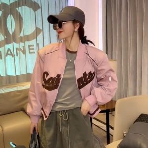 Street Style Pink Letter Embroidery Jacket