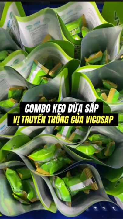 Kẹo dừa sáp VICOSAP vị nguyên chất, lá dứa, ca cao kẹo mềm dẻo ít đường ...