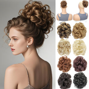 Elegant Messy Bun Claw Clip for Women -Wavy Curly Hairpiece，Synthetic Accessory for All Occasions，Easy to Wear
