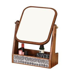 YILI DECO | Desktop Makeup Mirror Storage Box Vintage Dressing Mirror