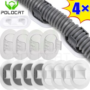 Polocat 1/4pcs Washing machine drain hose holder Self-adhesive drum washing machine outlet pipe fixing buckle
