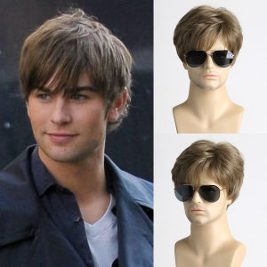New partial mens hair short black hair mens chemical fiber headgear.